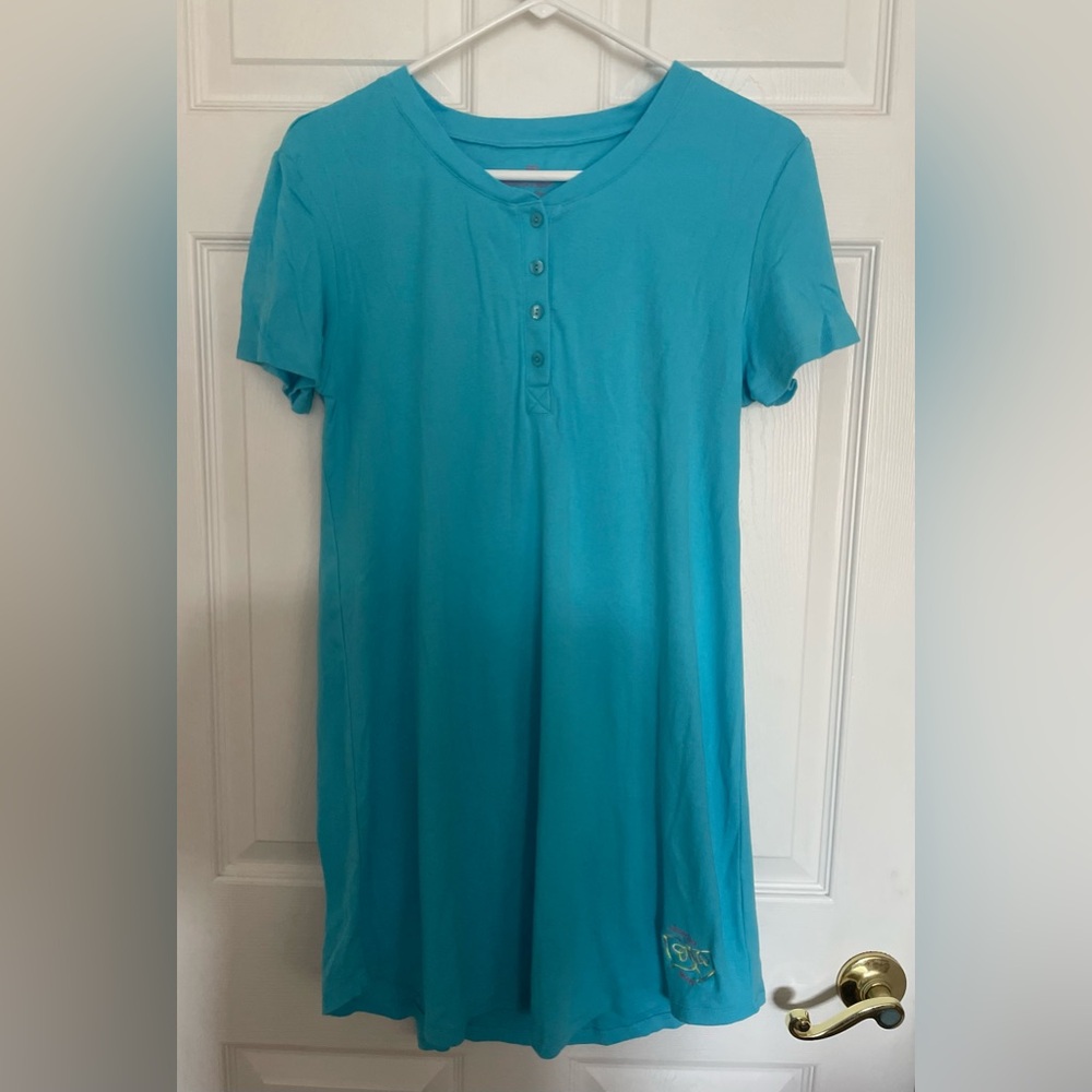 Victoria’s Secret aqua short-sleeve henley-style nightshirt, never worn